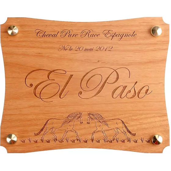 Plaque de box en bois El Paso