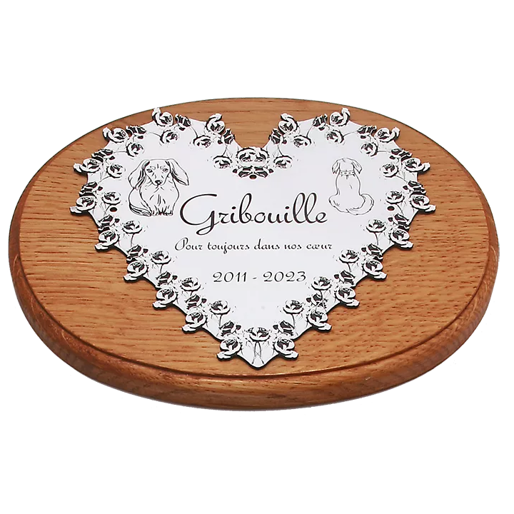 Plaque commémorative coeur pour chien ou chat