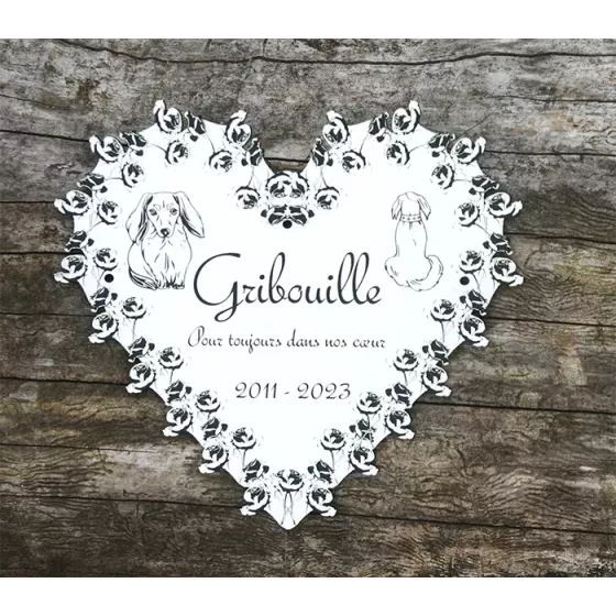 Plaque commémorative coeur pour chien ou chat