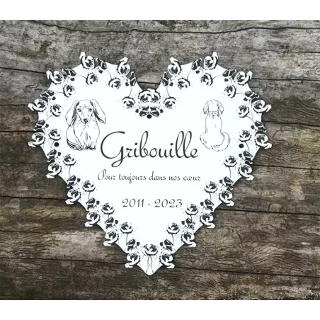 Plaque commémorative coeur pour chien ou chat