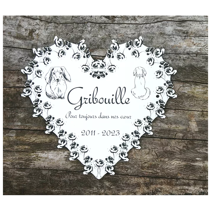 Plaque commémorative coeur pour chien ou chat
