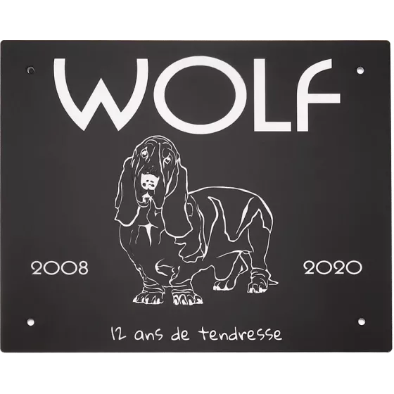 Plaque funéraire  chien/chat Wolf