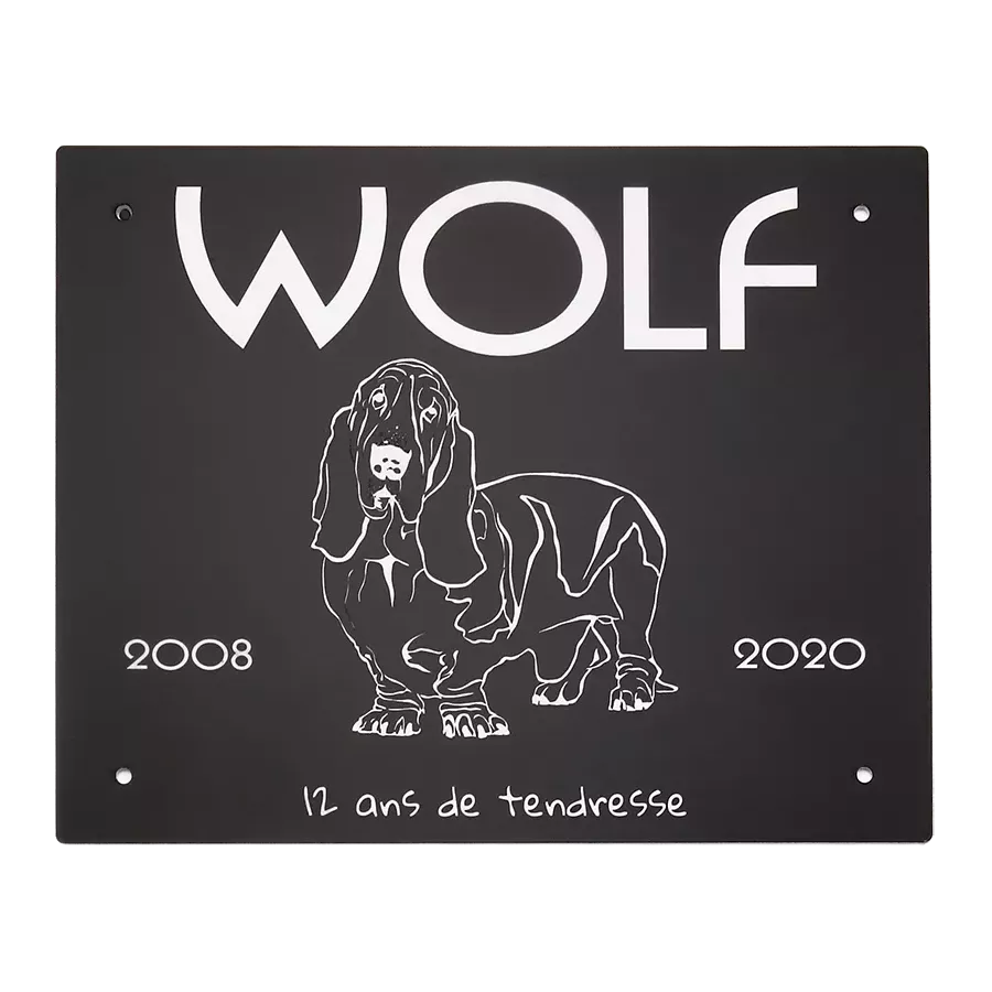 Plaque funéraire  chien/chat Wolf