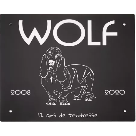 Plaque funéraire  chien/chat Wolf