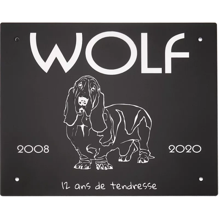 Plaque funéraire  chien/chat Wolf