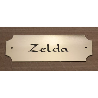 Plaque chat chien or brossé bords incurvés