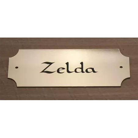 Plaque chat chien or brossé bords incurvés