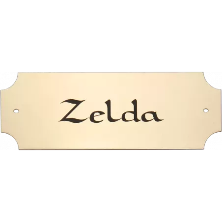 Plaque chat chien or brossé bords incurvés