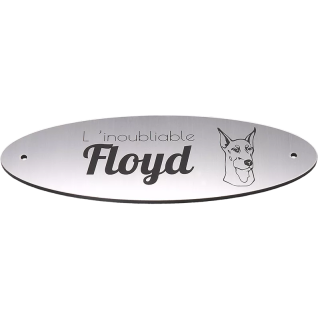 Plaque Funéraire chien chat ovale Alu brossé