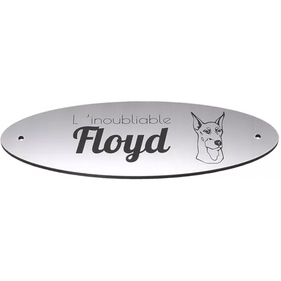 Plaque Funéraire chien chat ovale Alu brossé