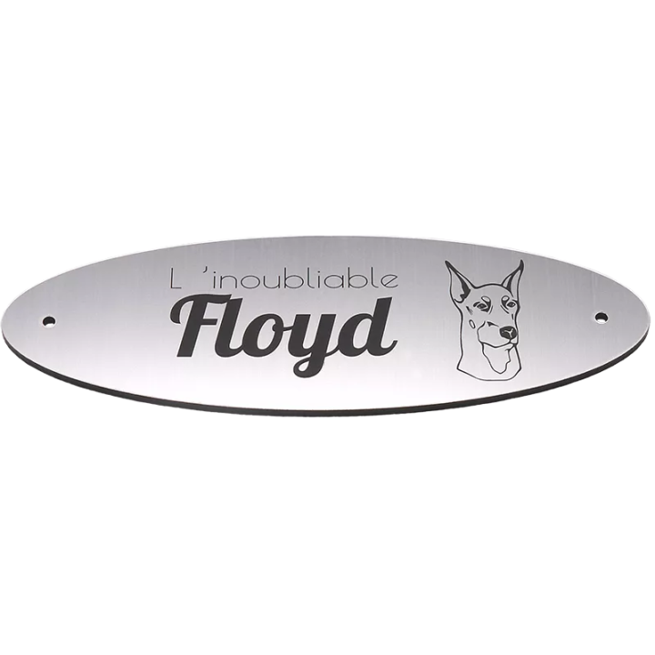 Plaque Funéraire chien chat ovale Alu brossé