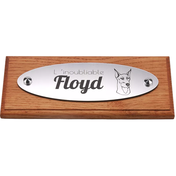 Plaque Funéraire chien chat ovale Alu brossé