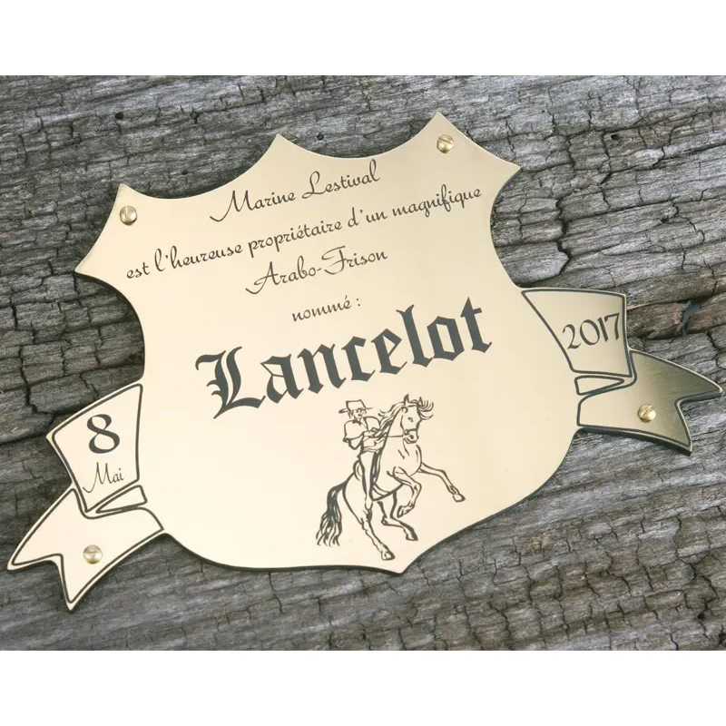 Plaque de box blason Or brossé