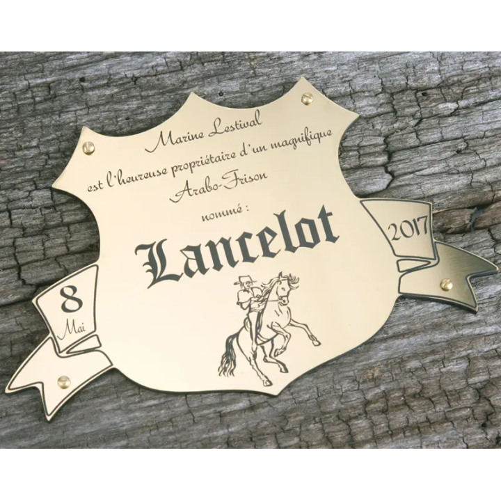 Plaque de box blason Or brossé