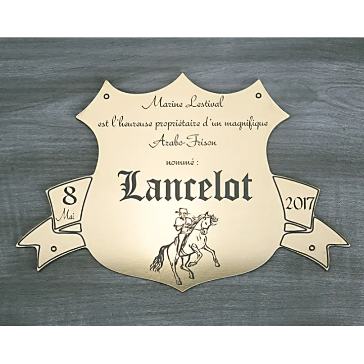 Plaque de box blason Or brossé