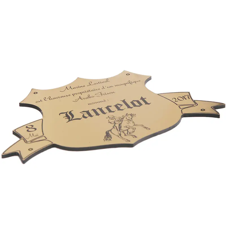 Plaque de box blason Or brossé