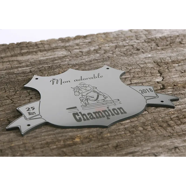 Plaque de box blason Alu brossé