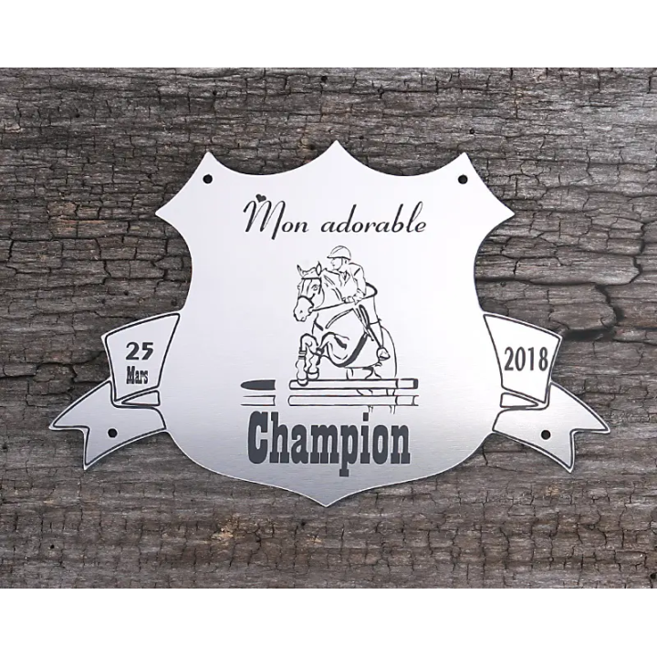 Plaque de box blason Alu brossé