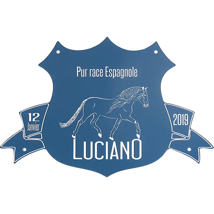 Plaque de box blason bleue