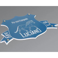 Plaque de box blason bleue