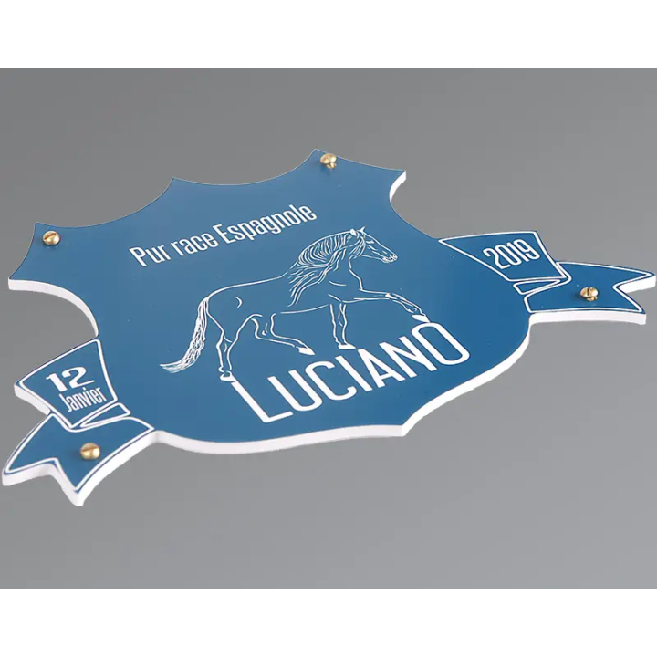 Plaque de box blason bleue