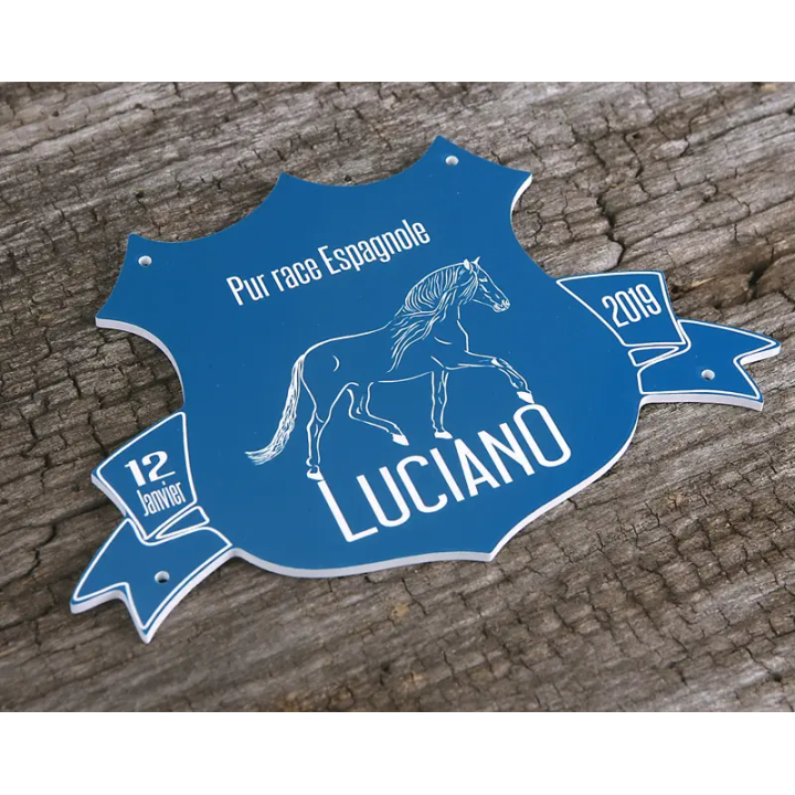 Plaque de box blason bleue