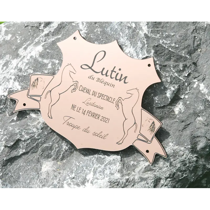 Plaque de box blason Cuivre brossé