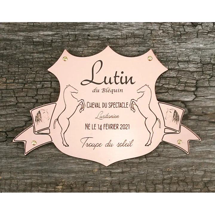 Plaque de box blason Cuivre brossé
