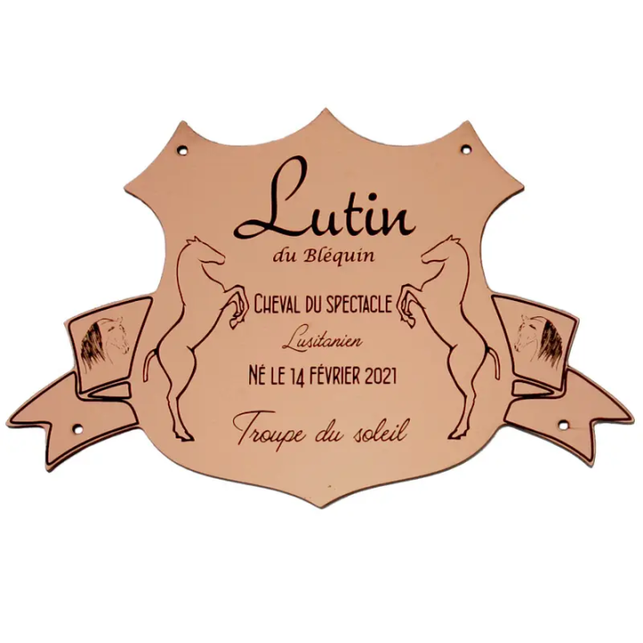 Plaque de box blason Cuivre brossé