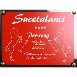 Plaque de box chevaux rouge - Série P