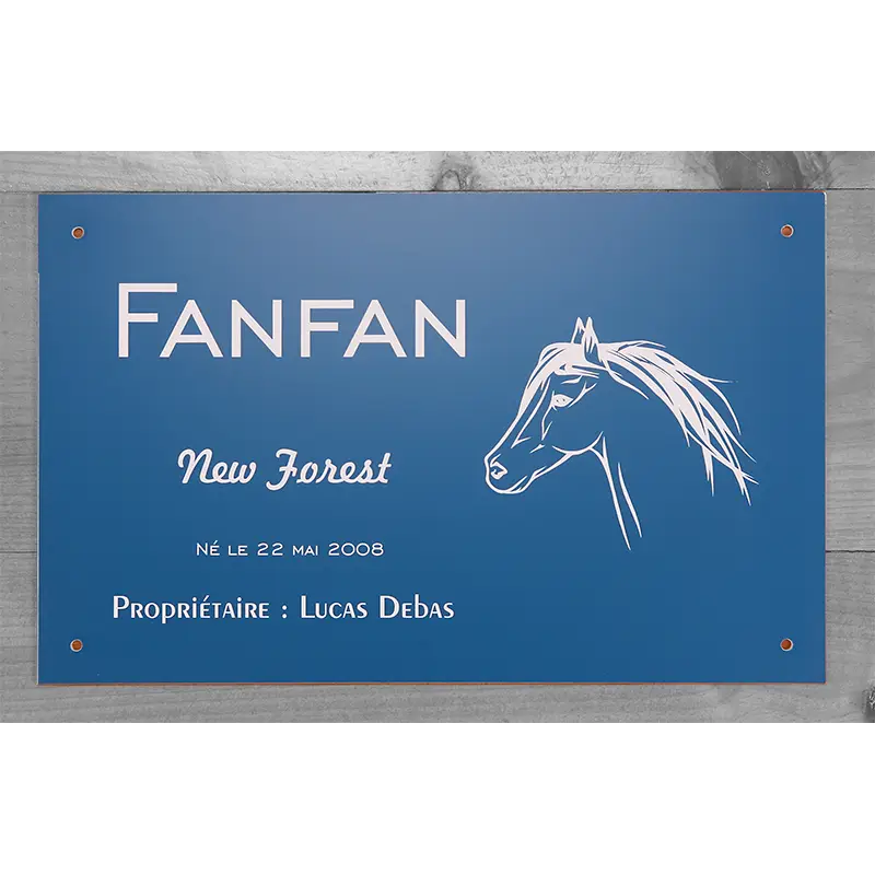 Plaque de box personnalisé bleu - série A