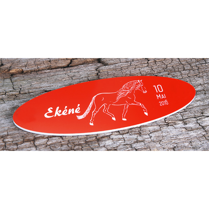 Plaque De Box Ovale Rouge