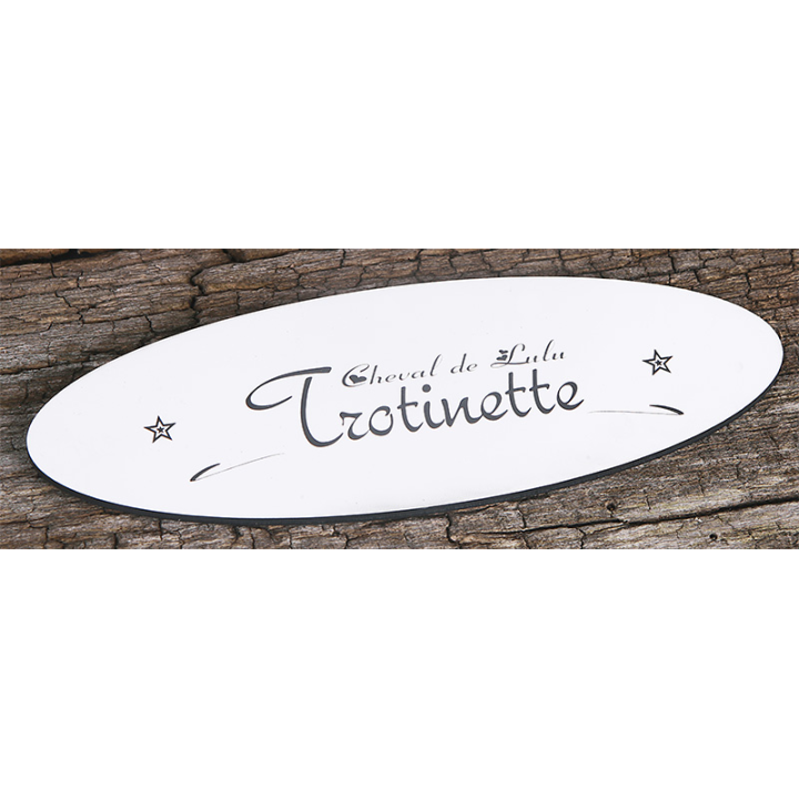 Plaque De Box Ovale Blanche