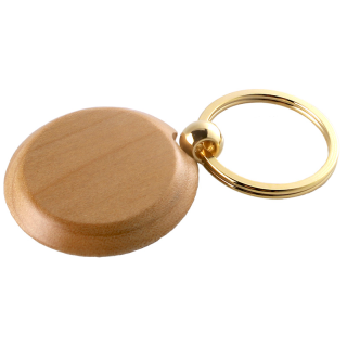 Porte-clés rond personnalisé hêtre