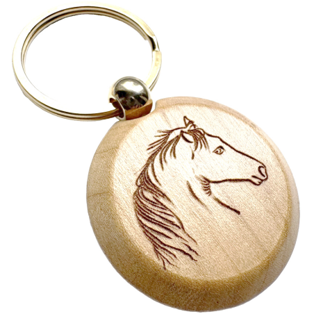 Porte-clés rond personnalisé hêtre