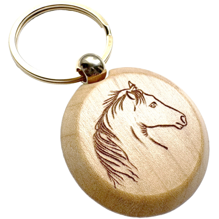 Porte-clés rond personnalisé hêtre