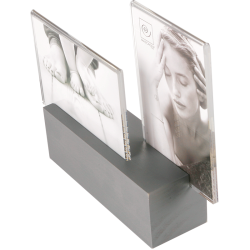 Cadre photo double plexi/bois gris