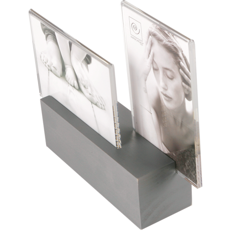 Cadre photo double plexi/bois gris