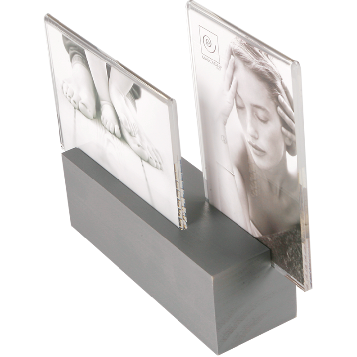 Cadre photo double plexi/bois gris