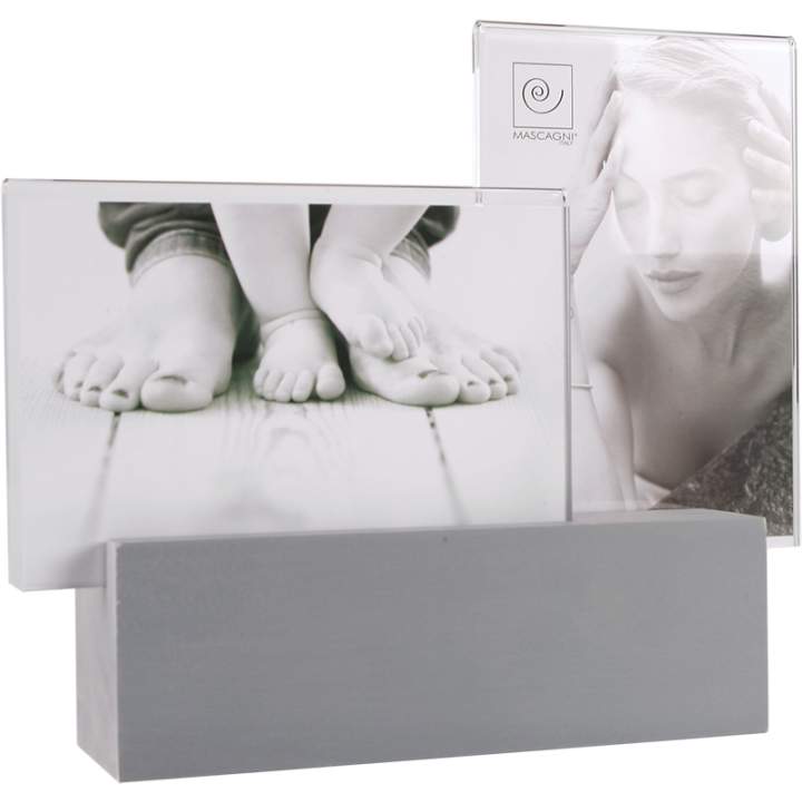 Cadre photo double plexi/bois gris