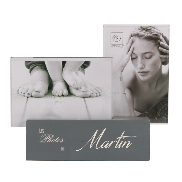 Cadre photo double plexi/bois gris