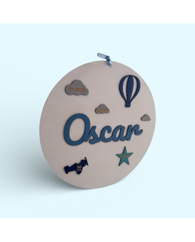 Plaque naissance bébé Oscar