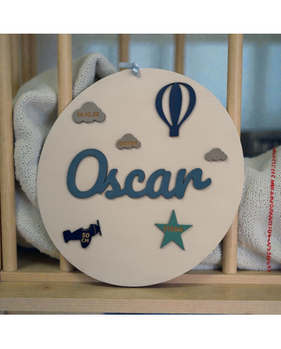 Plaque naissance bébé Oscar