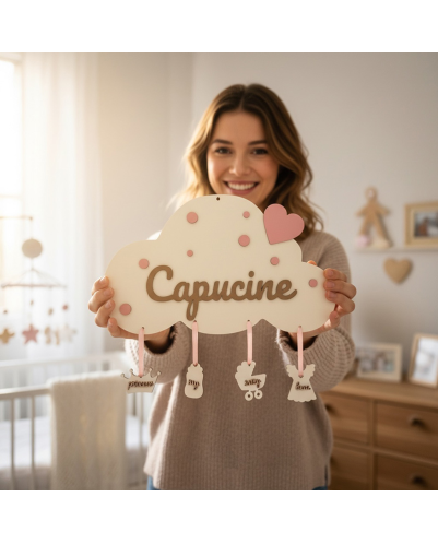 Plaque naissance bébé Capucine