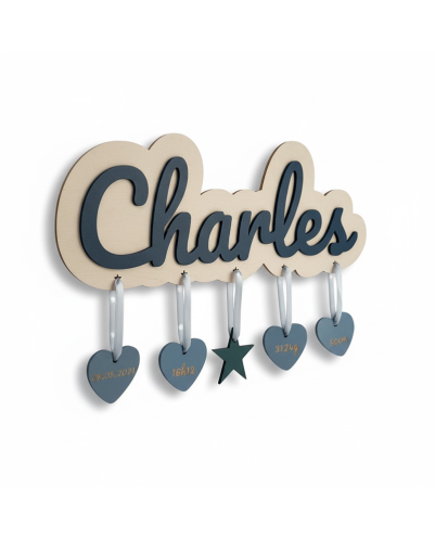 Personalized Wooden Birth Plaque – Custom Baby Boy Name Sign
