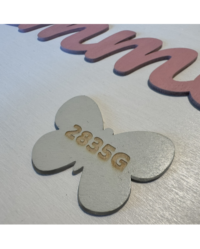 Personalized Wooden Birth Announcement Sign 25 cm | Laser Engraved Baby Name