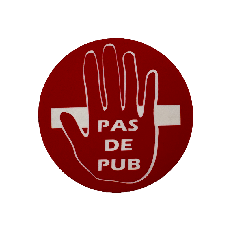 Stop pub rond 50 mm – Acrylique résistant aux intempéries – “Pas de pub”
