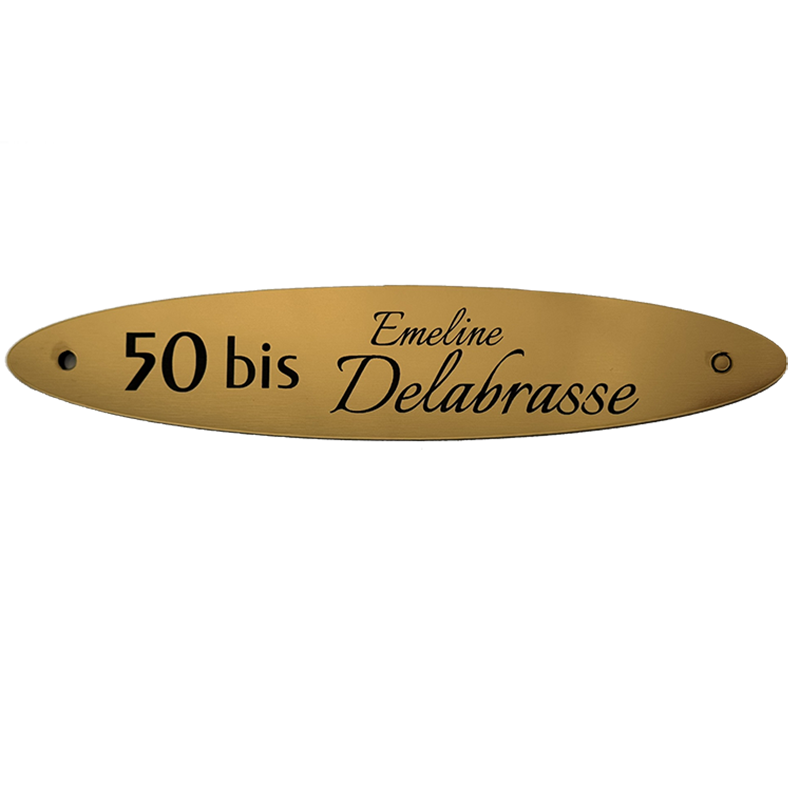 Plaque Numéro de Rue Personnalisée Or Brossé 184x37 mm