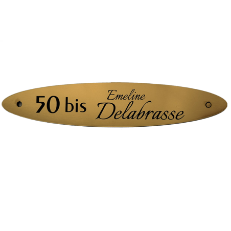 Plaque Numéro de Rue Personnalisée Or Brossé 184x37 mm
