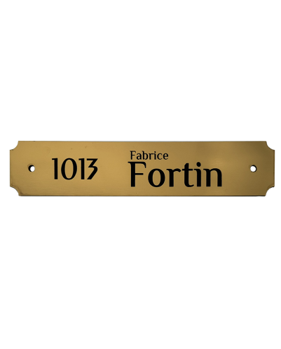 Personalized House Number Sign Brushed Gold – Custom Number & Text – Rectangular Scalloped Edges